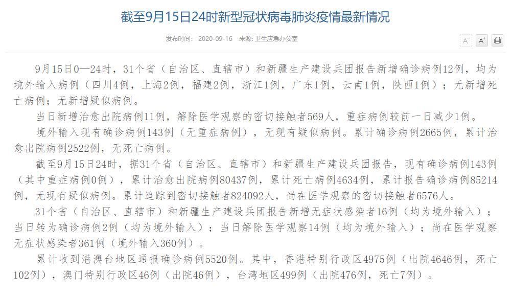 31省市新增2例境外输入及16例无症状_31省区市新增12例境外输入病例